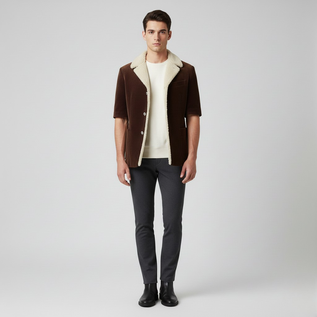 Giacca con bordi in shearling