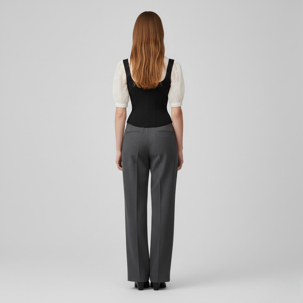 Gilet stile corsetto con camicetta trasparente