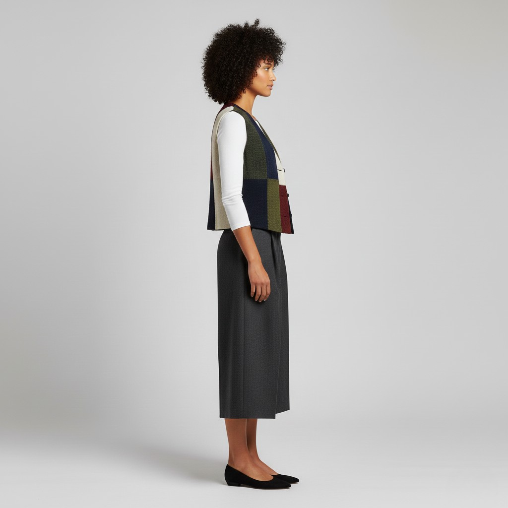 Gilet in maglia patchwork con bottoni