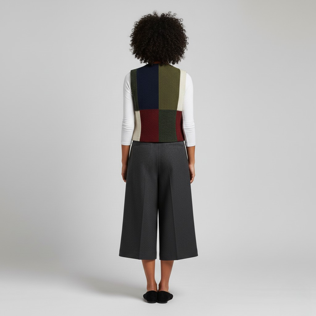 Gilet in maglia patchwork con bottoni