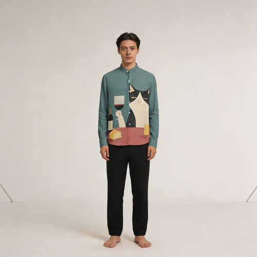 Alesandro - Camicia da uomo in lino a maniche lunghe