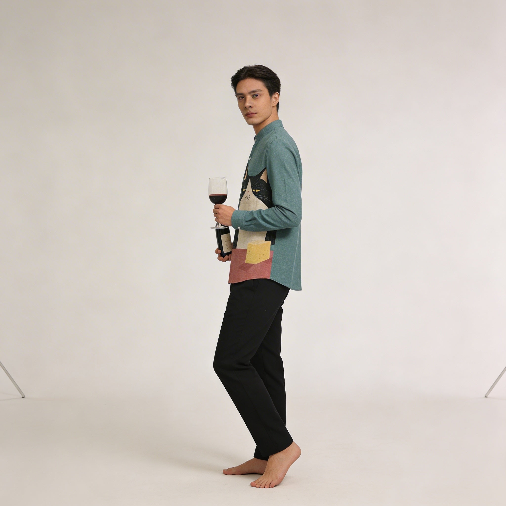 Alesandro - Camicia da uomo in lino a maniche lunghe